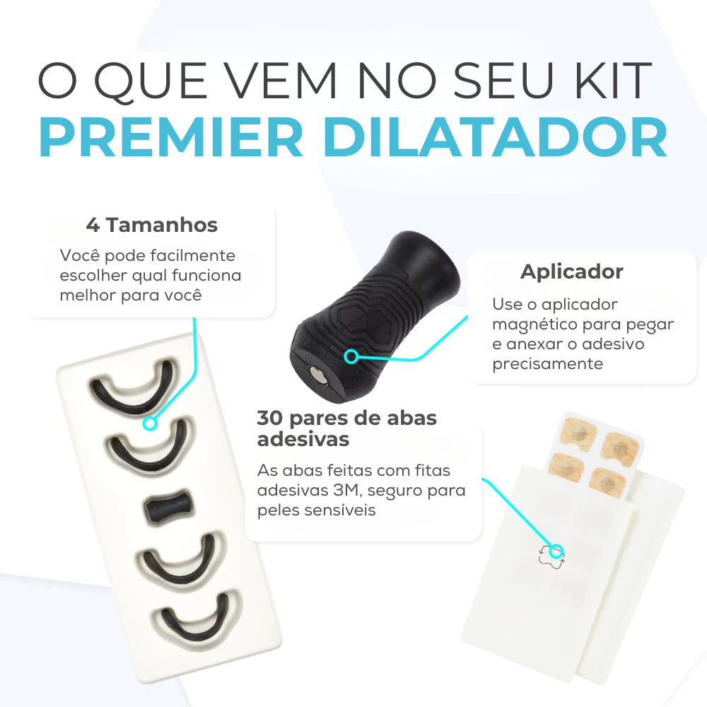 Dilatador Nasal Magnético Premier Original - Kit Econômico com 30 pares