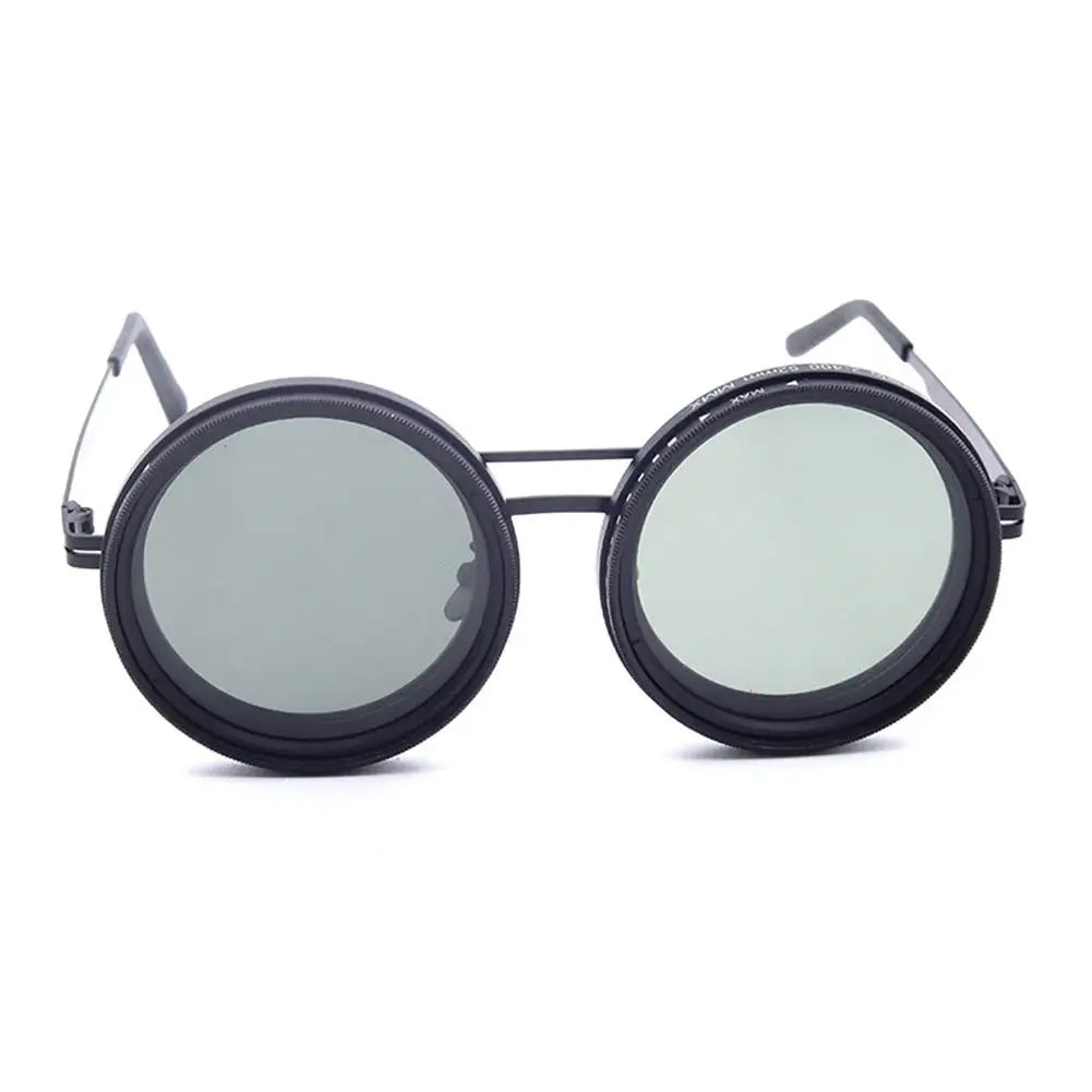 Polarized Fishing Sunglasses ND2-400 Adjustable Dimming Vintage Punk Sunglasses with Round Lenses Fishing Gift with Hard Case
