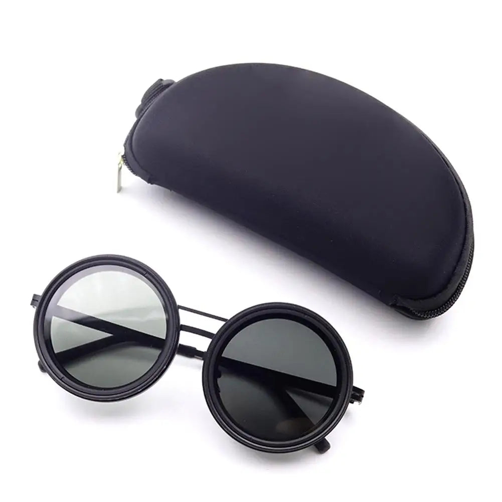 Polarized Fishing Sunglasses ND2-400 Adjustable Dimming Vintage Punk Sunglasses with Round Lenses Fishing Gift with Hard Case